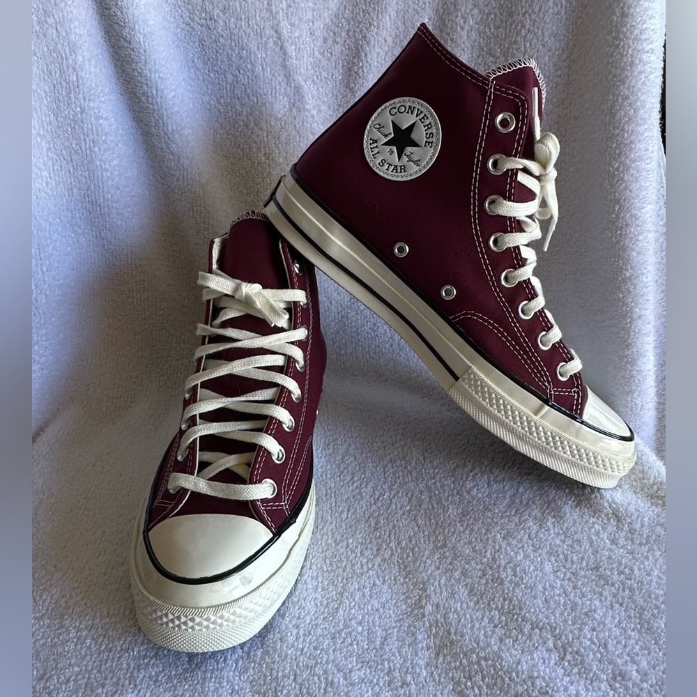 Converse Burgundy High-Tops with White Accents